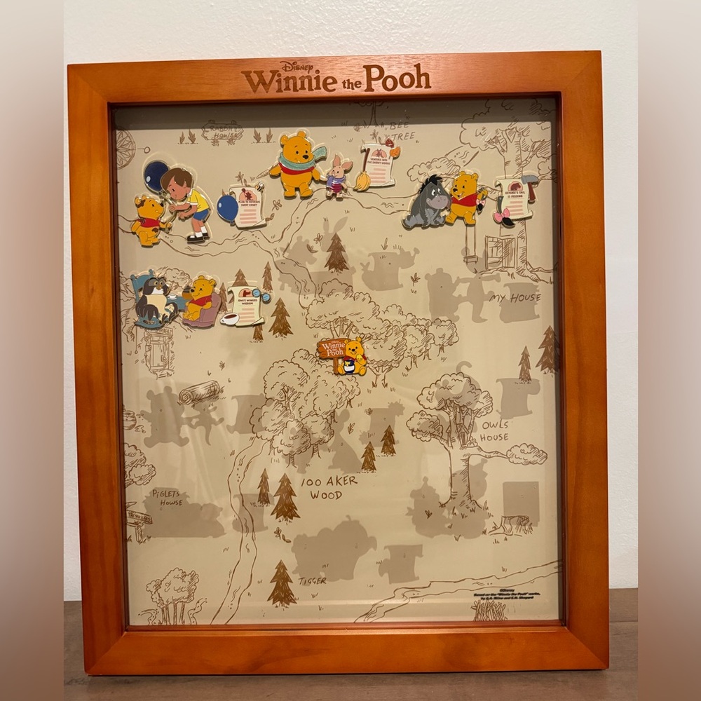 Disney Winnie the Pooh Wall Decor with Brown Frame
